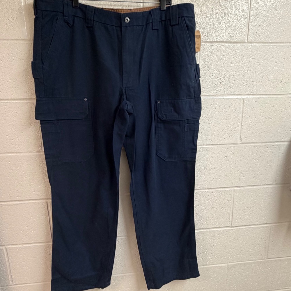 Duluth Men Fire Hose Relaxed Fit Cargo Pants 44x34 Blue Workwear Rugged Utility